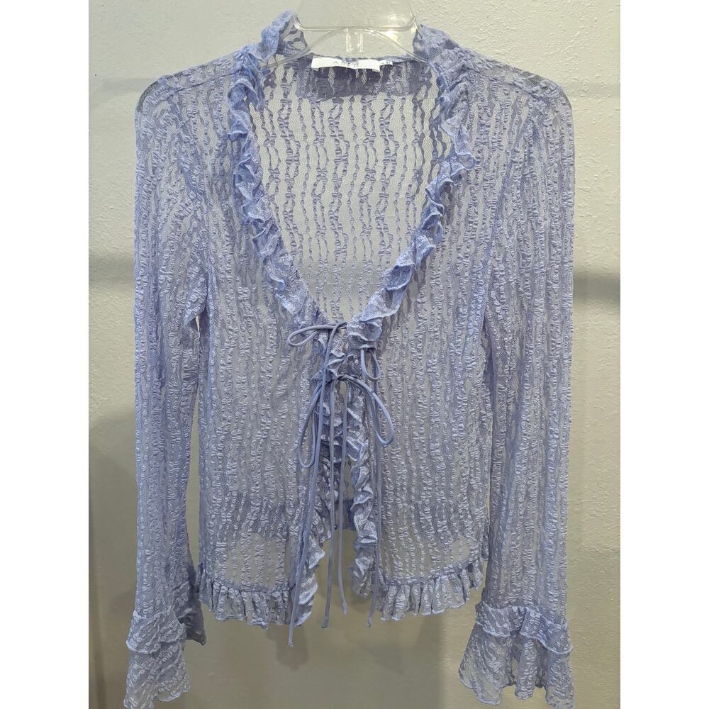 ASTR the Label Lace Top Womens Size Small Purple Ruffles Whimsical Fairycore